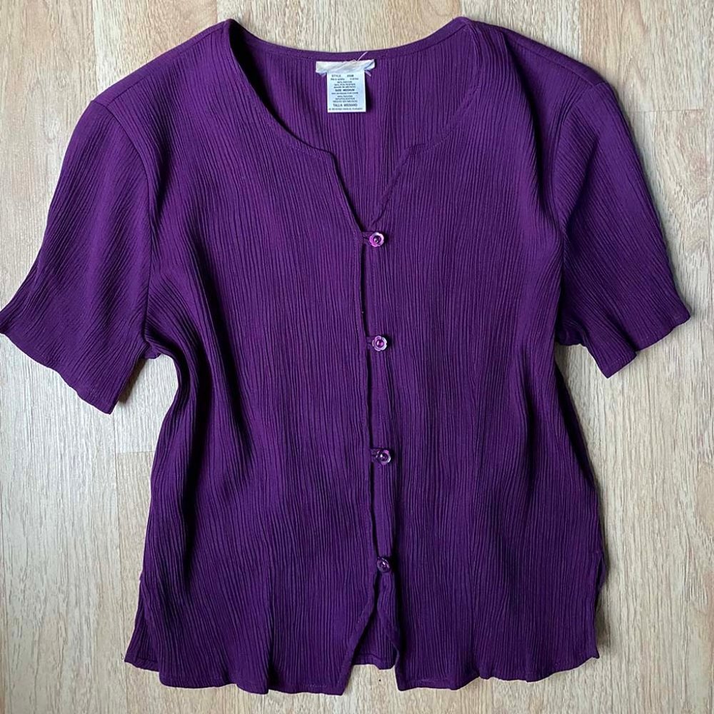 Purple Button Down Dress Top Gauzy Flowing Nice!